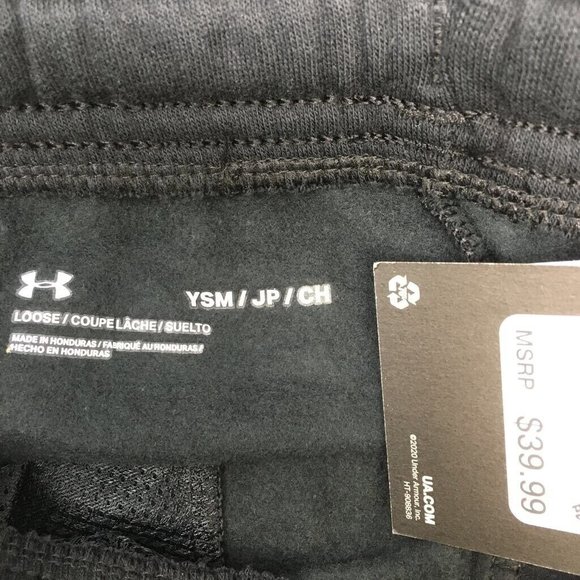 Under Armour Boys Rival Fleece Jogger Pants Black Drawstring Waist Pockets S New - Picture 5 of 7